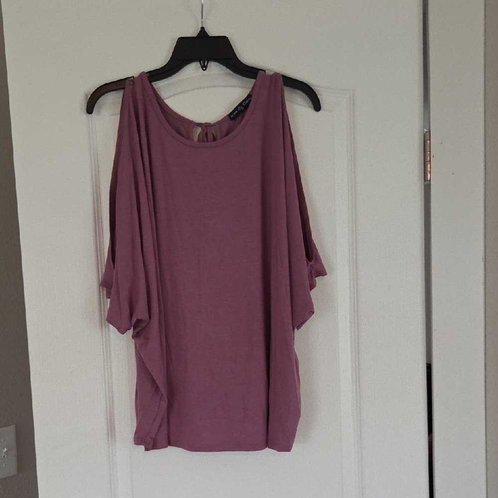 Kim & Cami Dusty Rose Cold Shoulder  Batwing Blouse